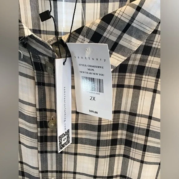 Plaid Button-Up Shirt by Sanctuary NWT Sz xxl - Picture 3 of 4